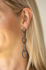 Street Spunk - Black Post Earrings - Paparazzi Accessories