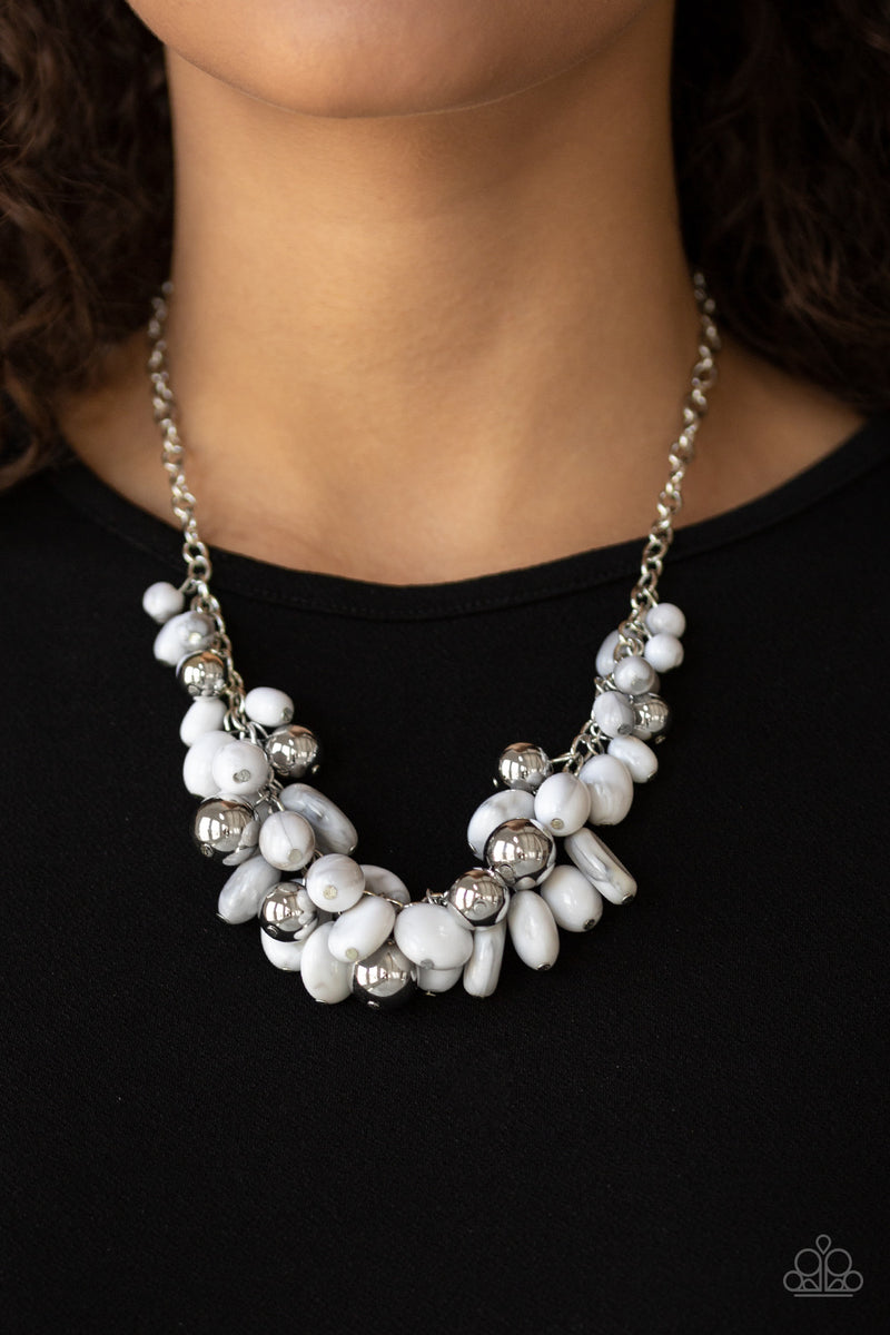 Full Out Fringe - White Necklace - Paparazzi Accessories
