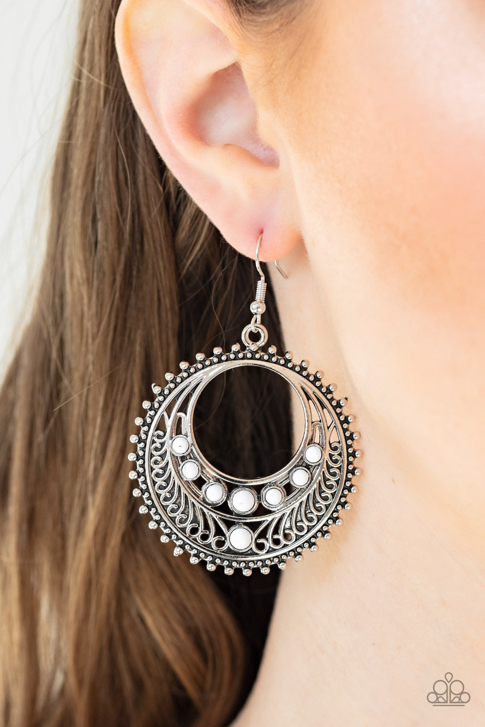 Boho Bliss - White Earrings - Paparazzi Accessories