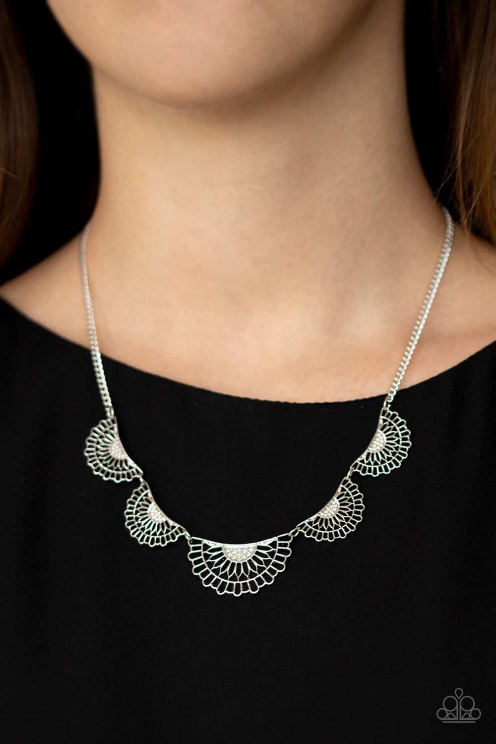 Fanned Out Fashion - Silver Necklace - Paparazzi Accessories