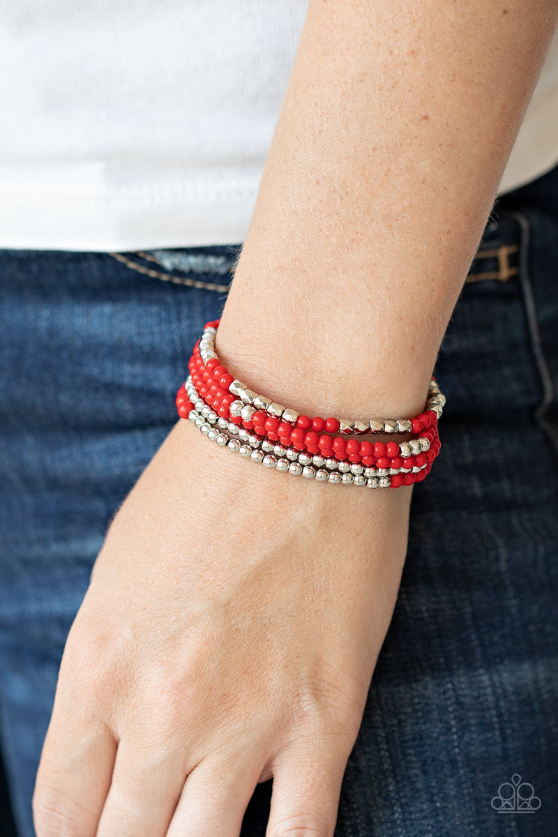 Stacked Showcase - Red Bracelet - Paparazzi Accessories