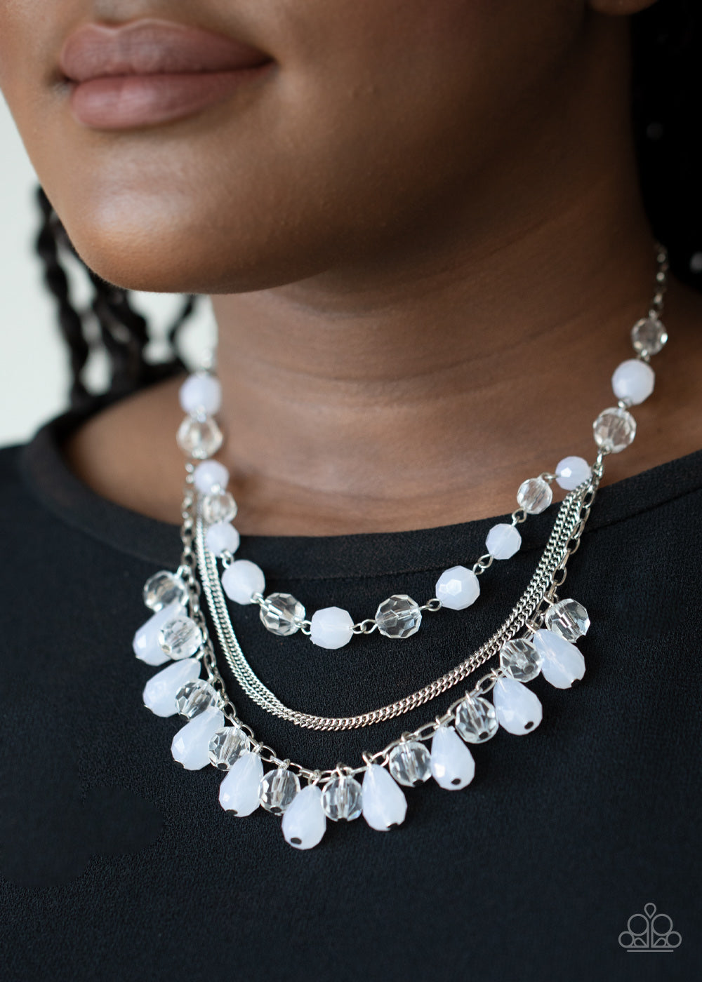 Awe-Inspiring Iridescence - White Necklace - Paparazzi Accessories
