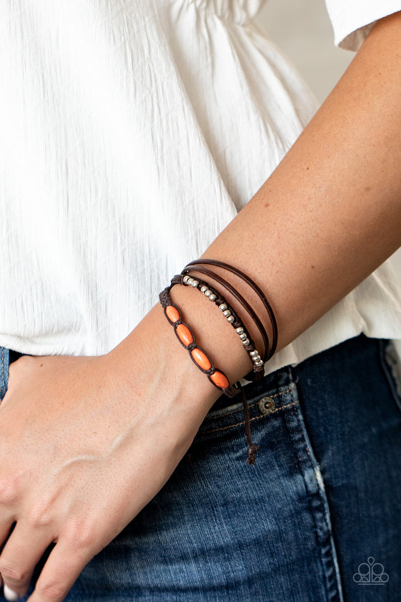 My Beach House is Your Beach House - Orange Bracelet - Paparazzi Accessories