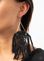 Modern Day Macrame - Black Earrings - Paparazzi Accessories