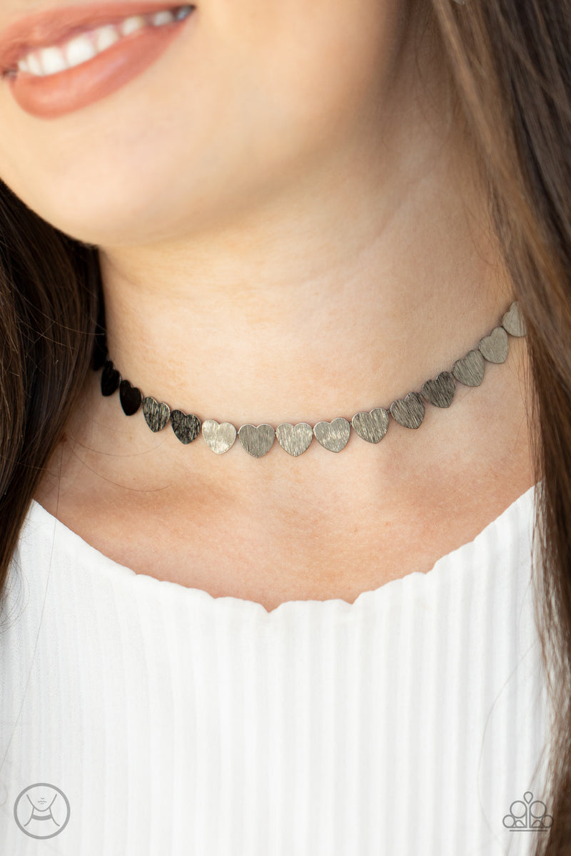 Playing HEART To Get - Black Necklace - Paparazzi Accessories