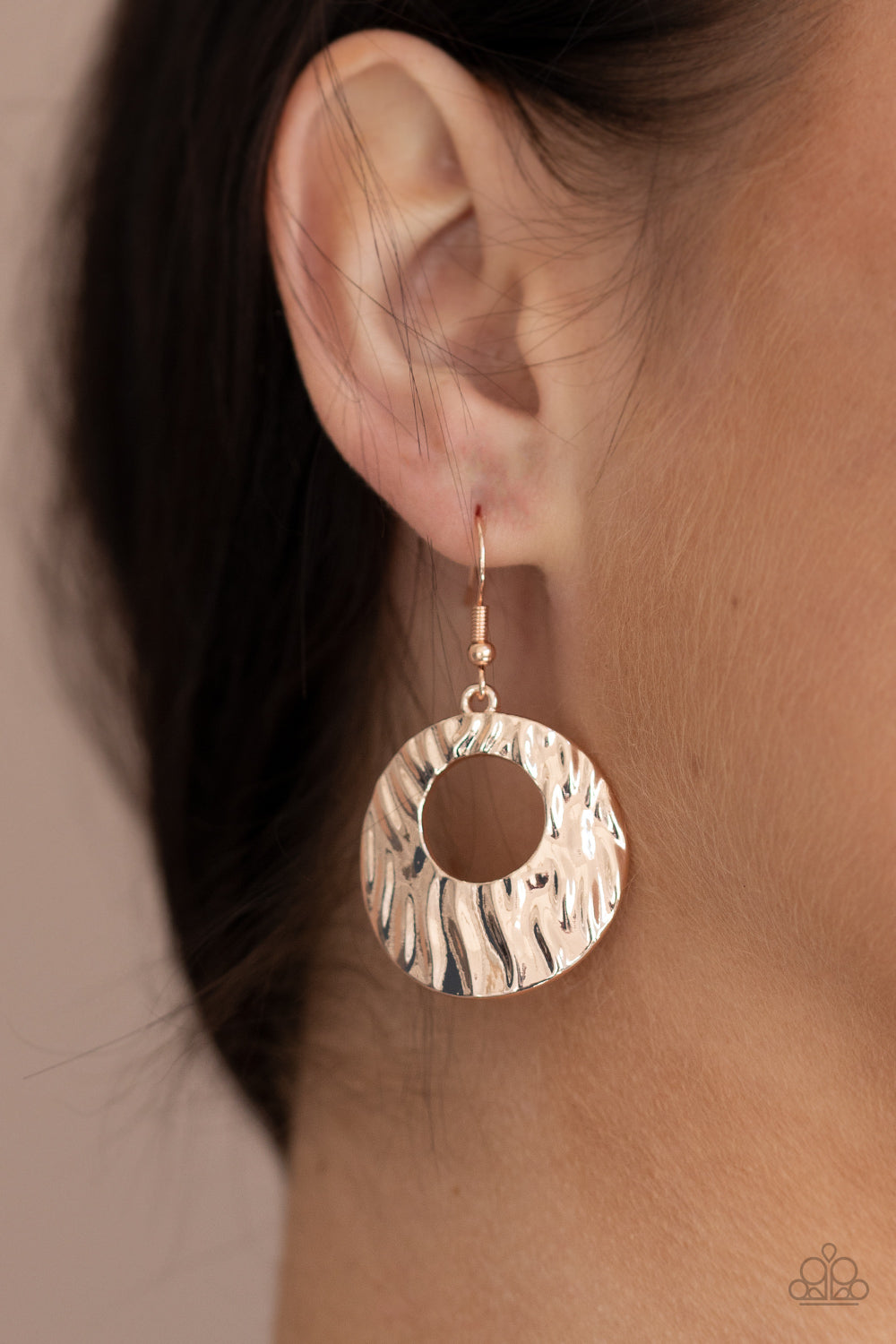 Warped Perceptions - Rose Gold Earrings - Paparazzi Accessories
