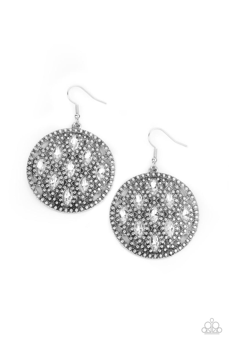 five-dollar-jewelry-medallion-stallion-white-earrings-paparazzi-accessories