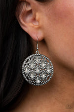 Medallion Stallion - White Earrings - Paparazzi Accessories