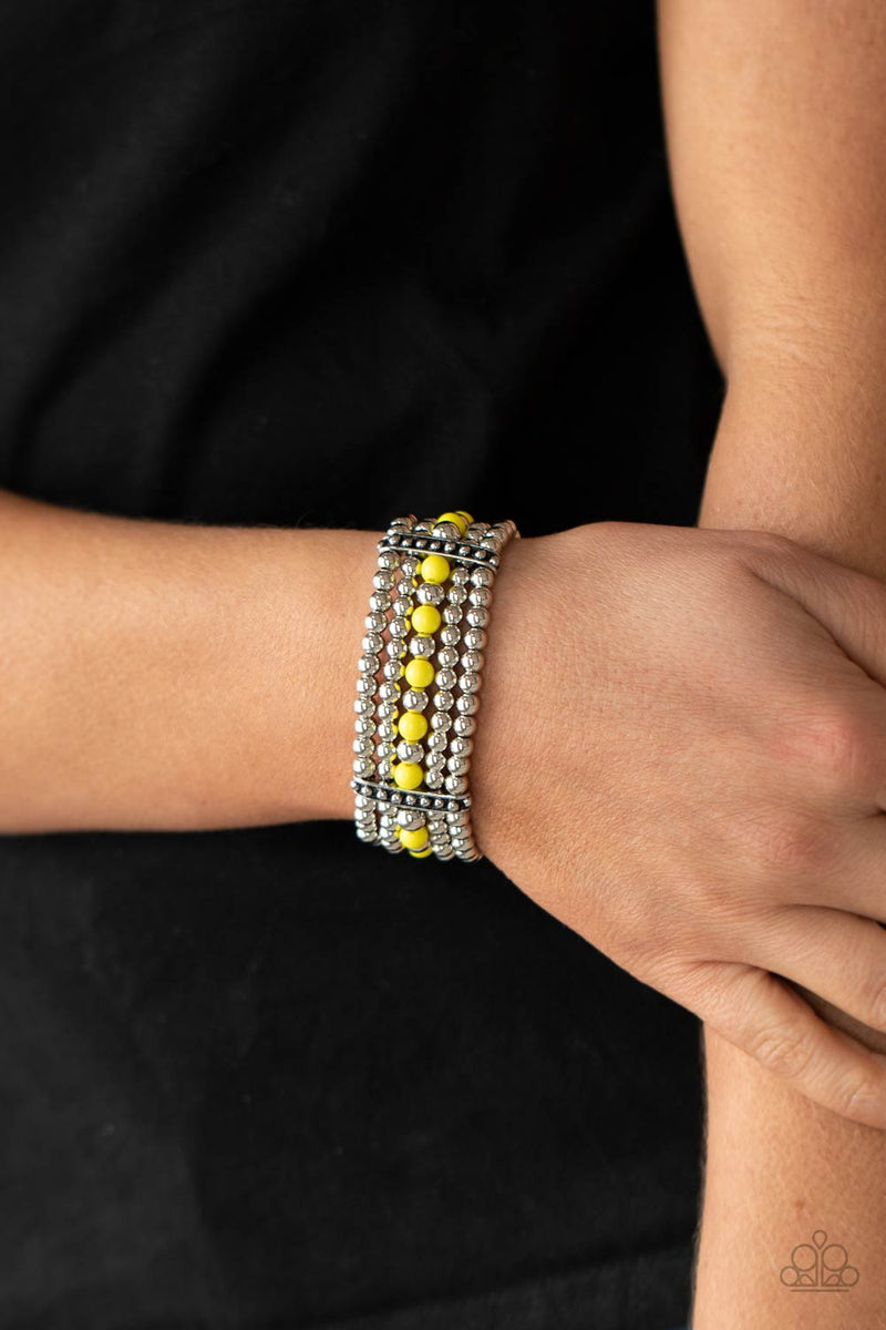 Gloss Over The Details - Yellow Bracelet - Paparazzi Accessories