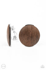 five-dollar-jewelry-woodwork-it-brown-clip-on-paparazzi-accessories