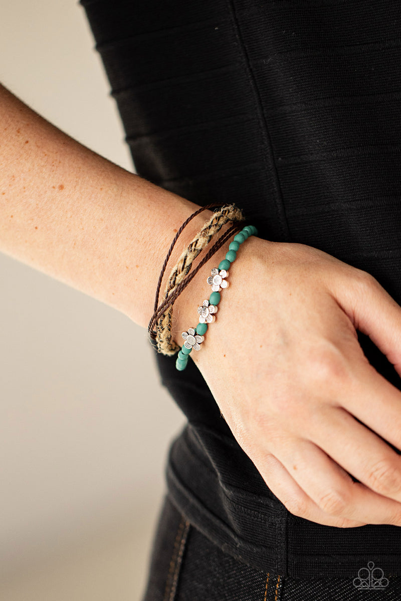 Raffia Remix - Blue Bracelet - Paparazzi Accessories