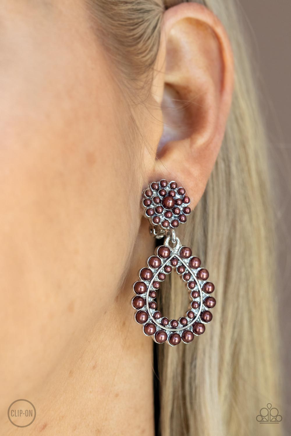 Discerning Droplets - Brown Clip-On - Paparazzi Accessories