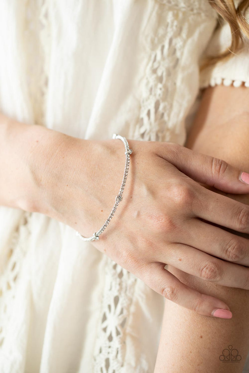Upgraded Glamour - White Bracelet - Paparazzi Accessories