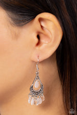Beachside Ballroom - White Earrings - Paparazzi Accessories