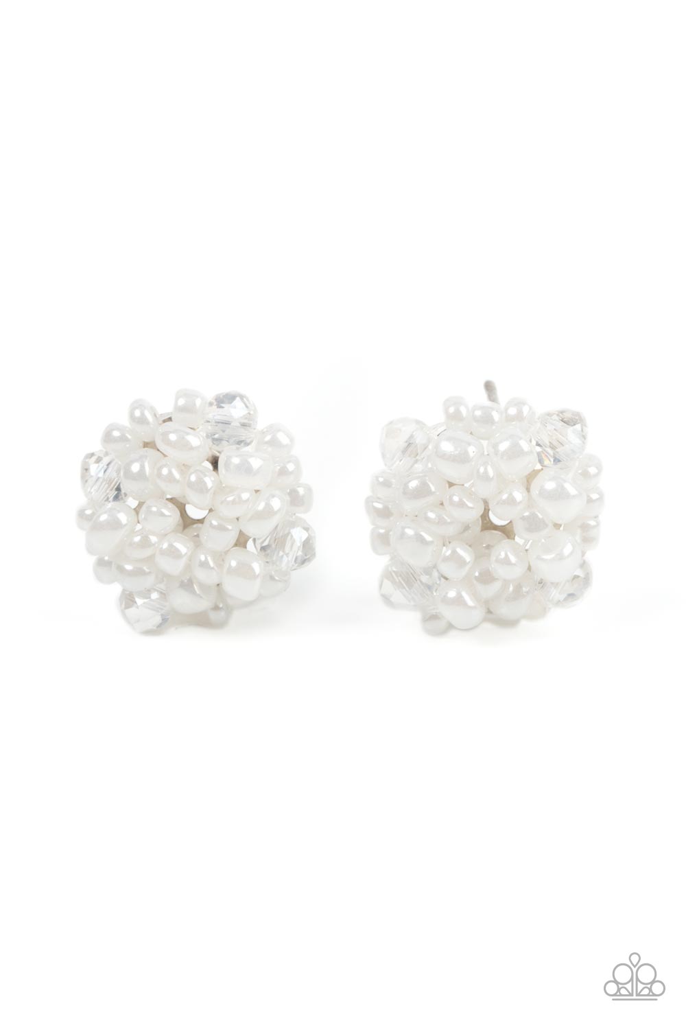 five-dollar-jewelry-bunches-of-bubbly-white-post earrings-paparazzi-accessories