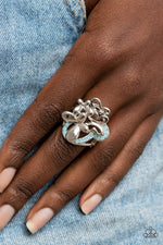 Fluttering Flashback - Blue Ring - Paparazzi Accessories
