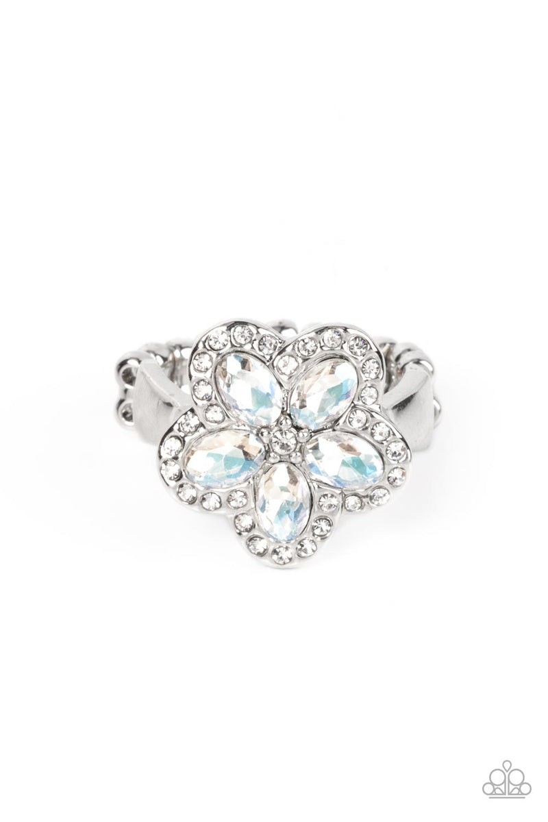 five-dollar-jewelry-efflorescent-envy-white-ring-paparazzi-accessories