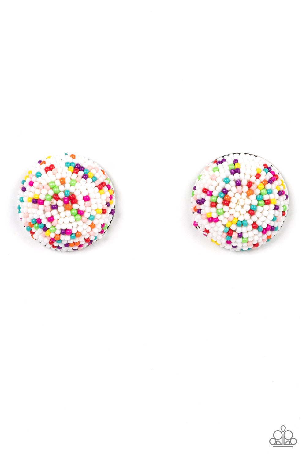 five-dollar-jewelry-kaleidoscope-sky-white-post earrings-paparazzi-accessories
