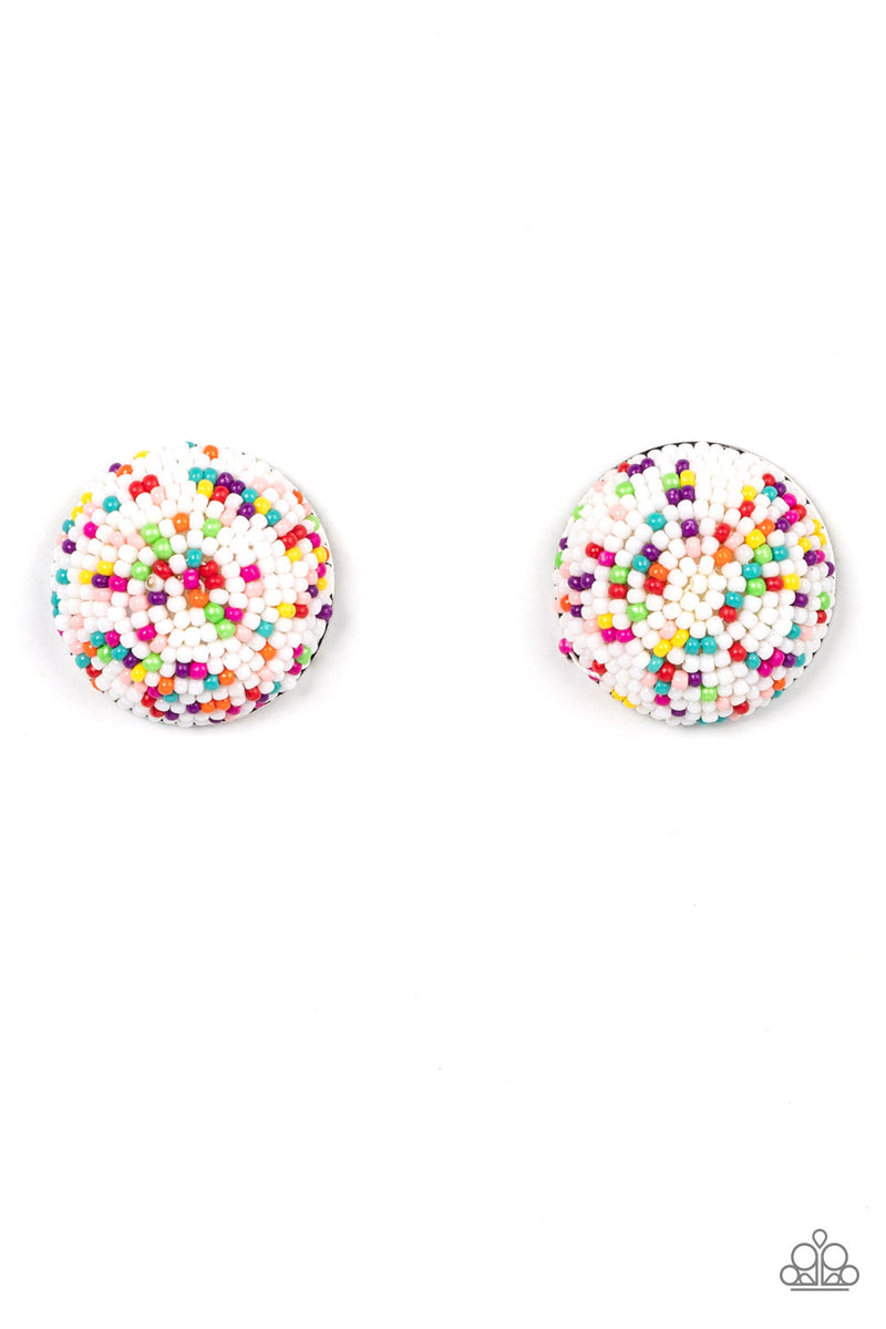 five-dollar-jewelry-kaleidoscope-sky-white-post earrings-paparazzi-accessories