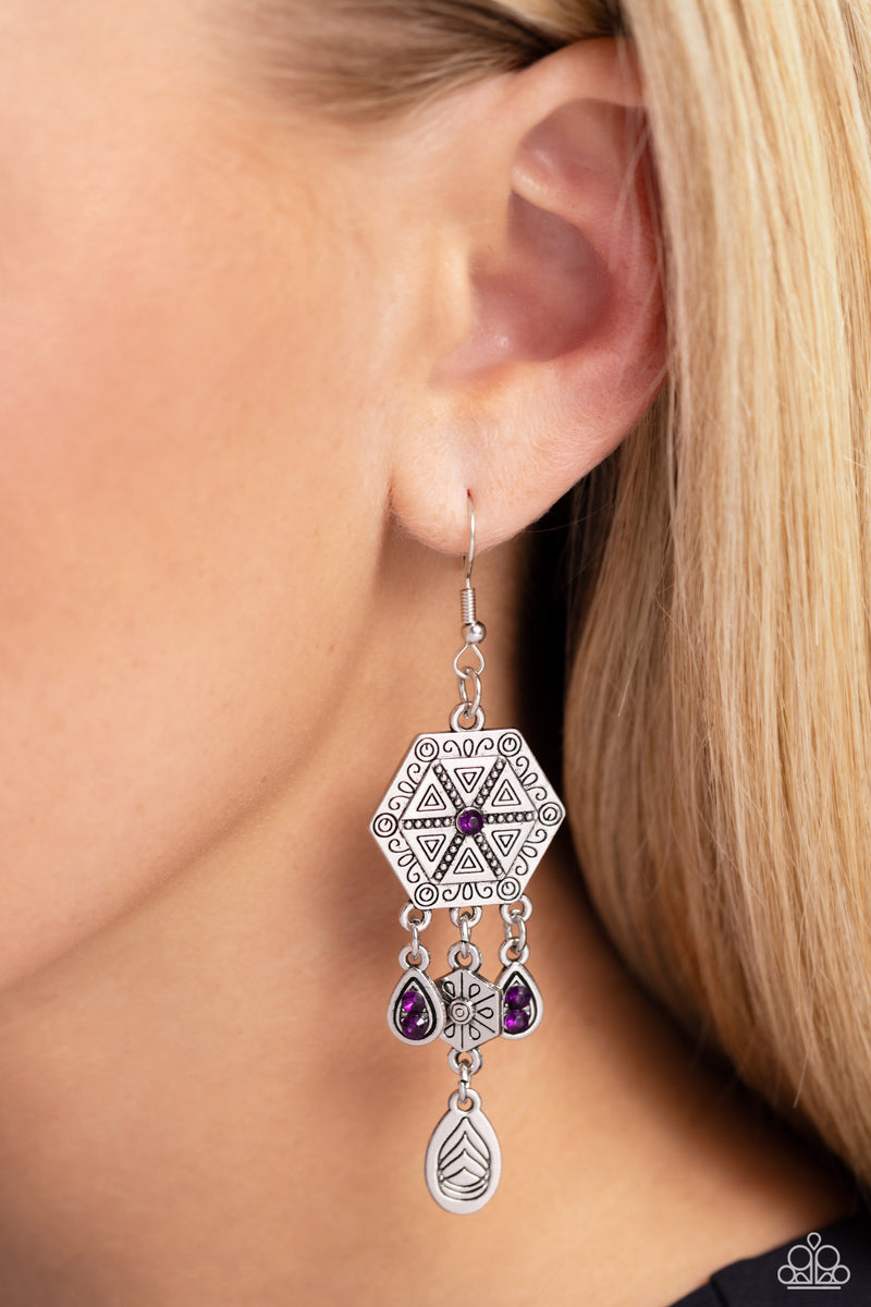 Dreamcatcher Delight - Purple Earrings - Paparazzi Accessories