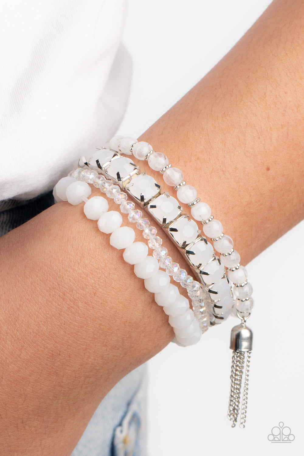 Day Trip Trinket - White Bracelet - Paparazzi Accessories