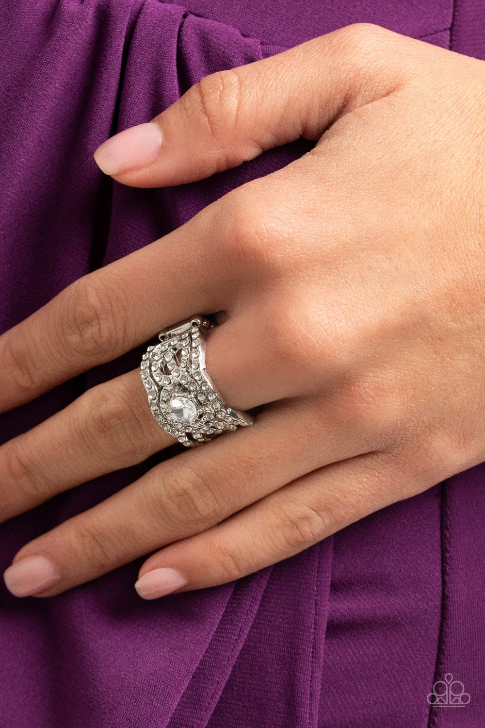 Doting on Dazzle - White Ring - Paparazzi Accessories