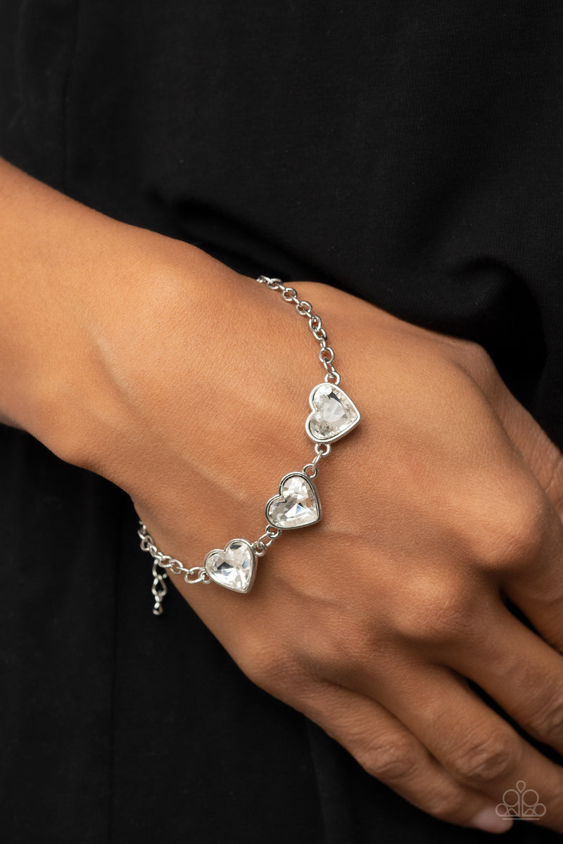 Little Heartbreaker - White Bracelet - Paparazzi Accessories