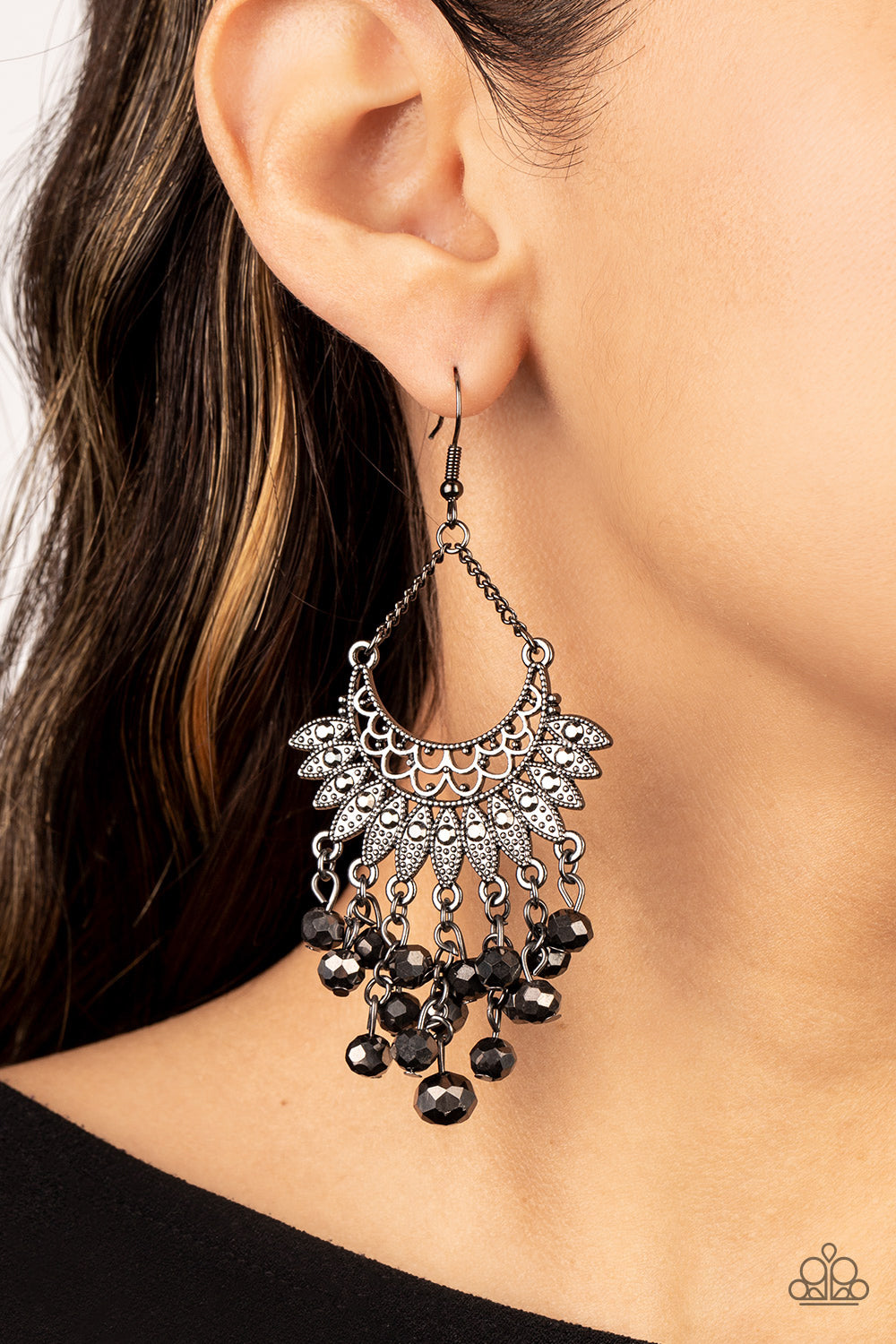 Chromatic Cascade - Black Earrings - Paparazzi Accessories