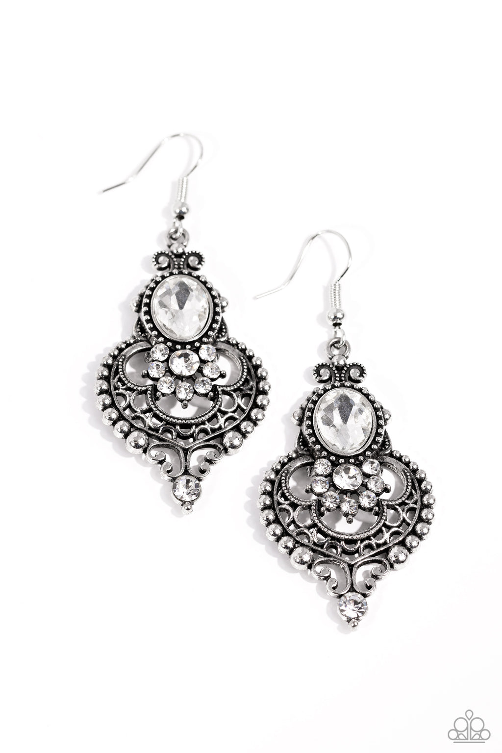 five-dollar-jewelry-castle-chateau-white-earrings-paparazzi-accessories