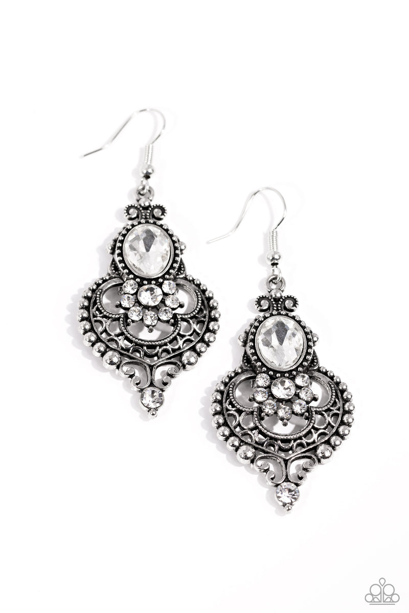 five-dollar-jewelry-castle-chateau-white-earrings-paparazzi-accessories