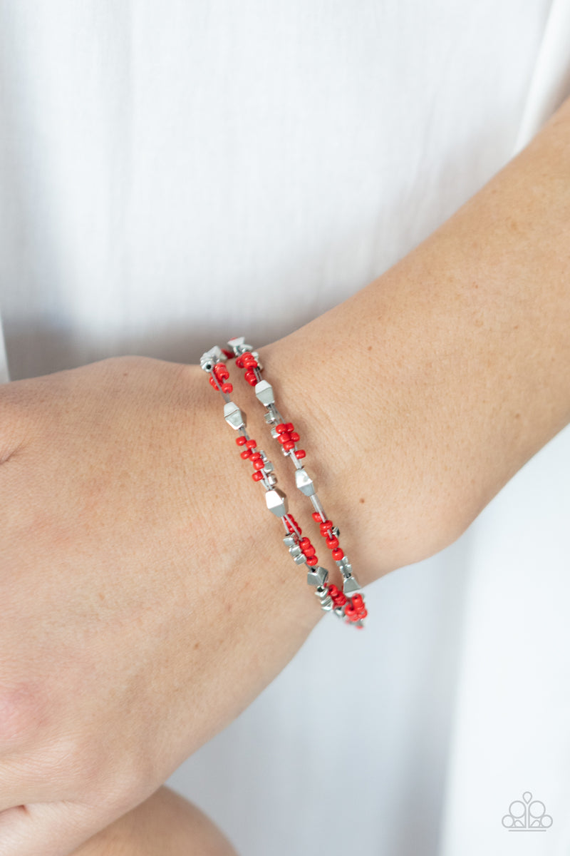 Elite Explorer - Red Bracelet - Paparazzi Accessories