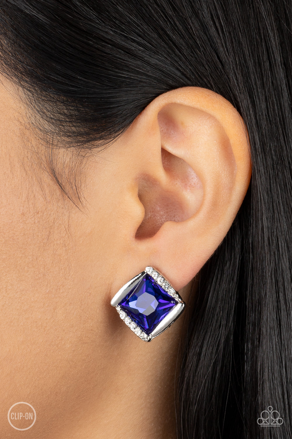 Sparkle Squared - Blue Clip-On - Paparazzi Accessories