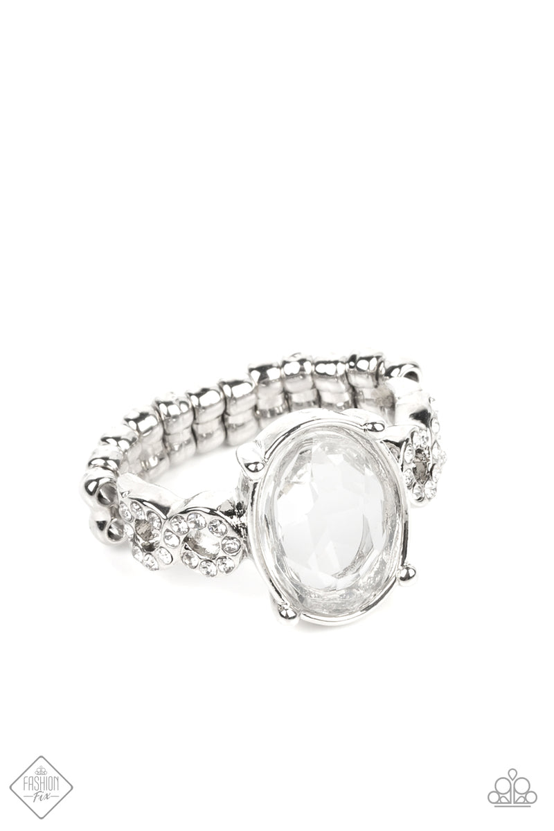 five-dollar-jewelry-devoted-to-dazzle-white-ring-paparazzi-accessories