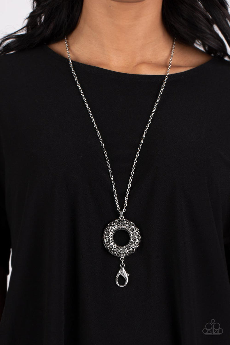 Wintry Wreath - Silver Lanyard - Paparazzi Accessories