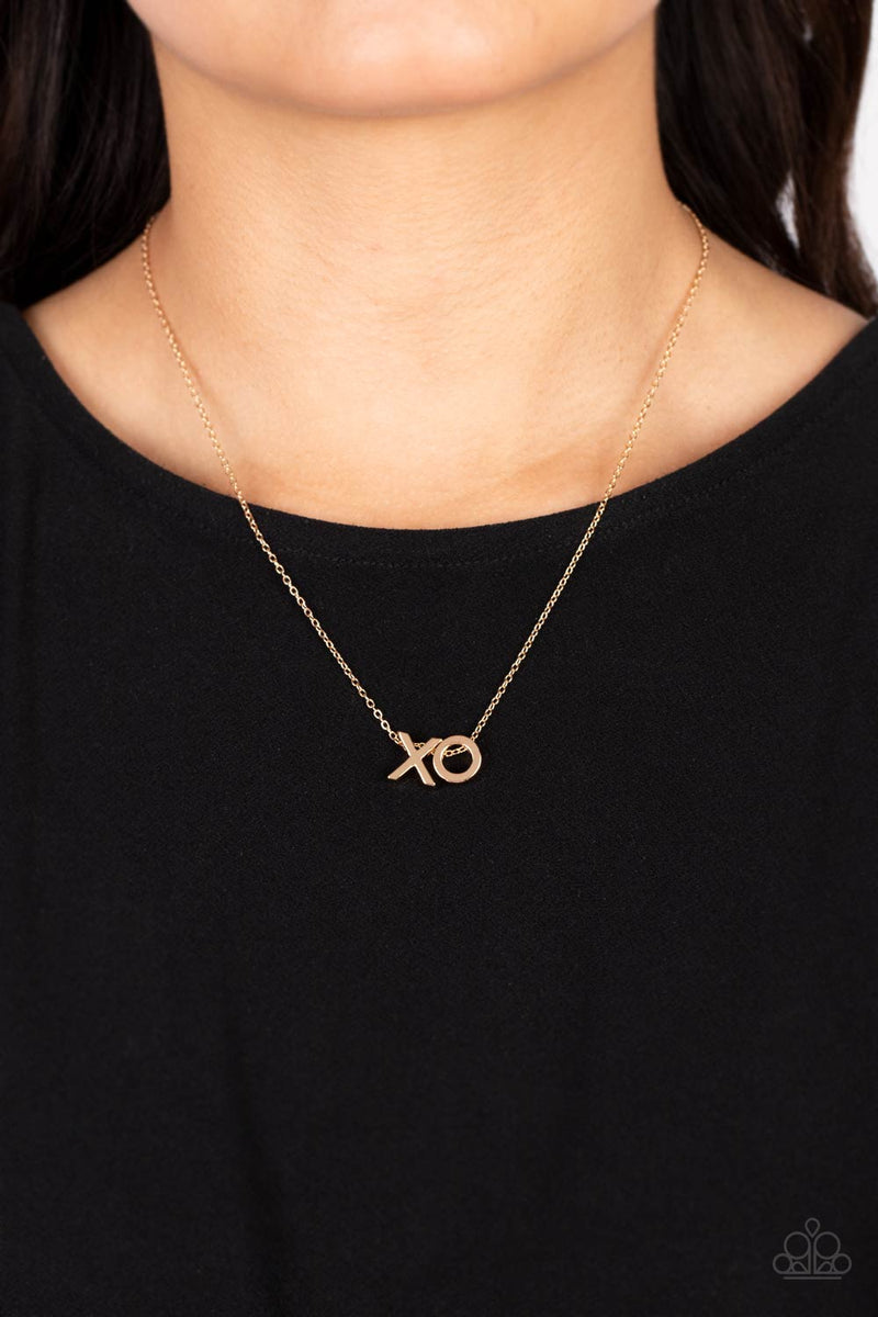 Hugs and Kisses - Gold Necklace - Paparazzi Accessories