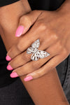 Flying Fashionista - White Ring - Paparazzi Accessories