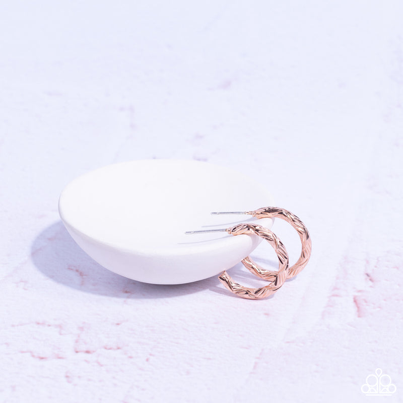 Triumphantly Textured - Rose Gold Earrings - Paparazzi Accessories
