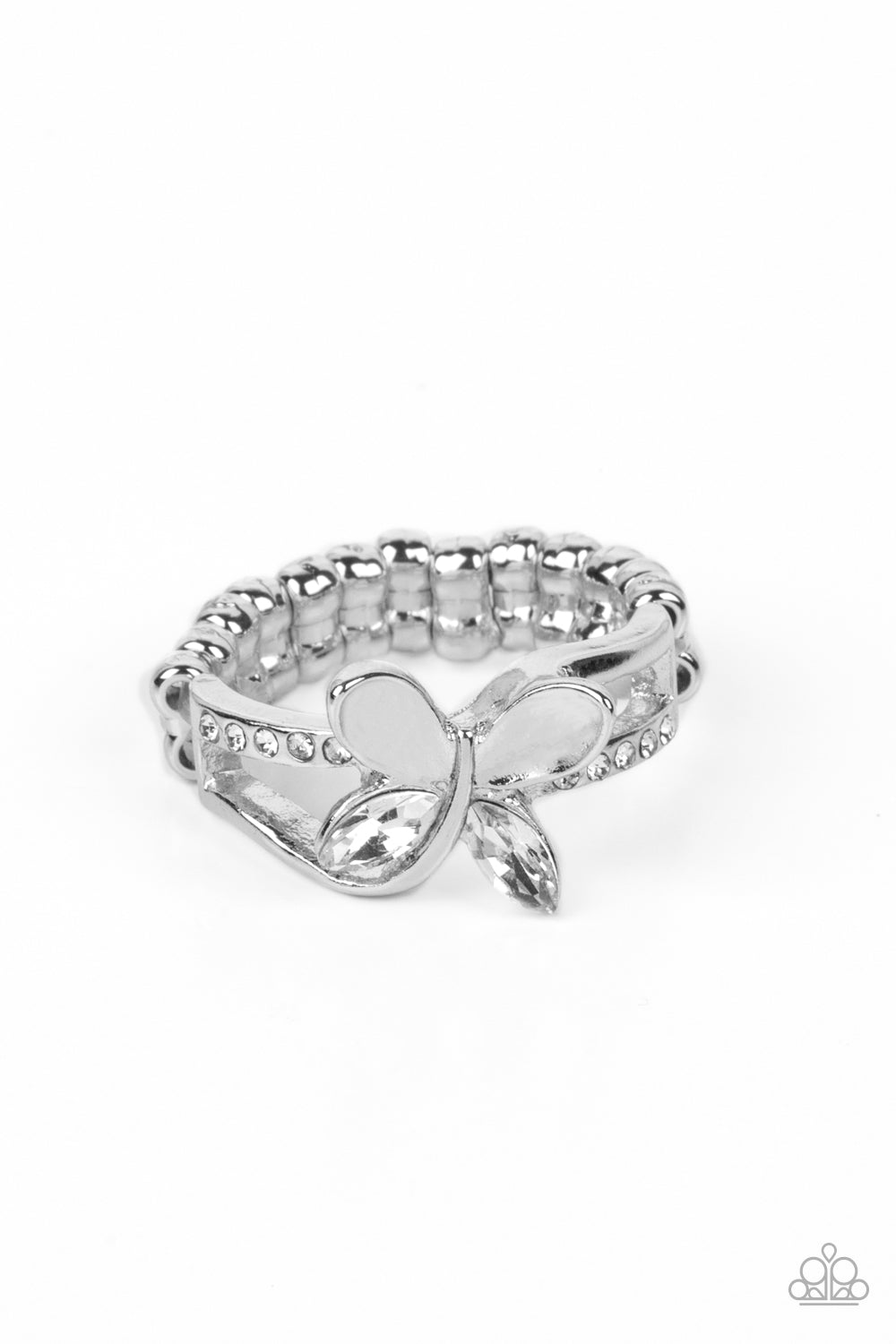 five-dollar-jewelry-fetching-flutter-white-ring-paparazzi-accessories