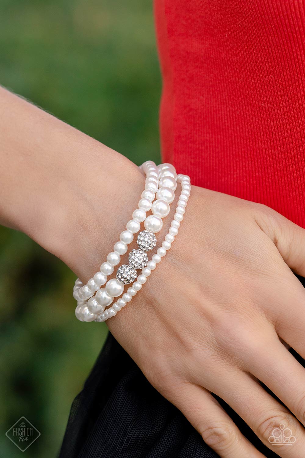 Showy Soprano - White Bracelet - Paparazzi Accessories