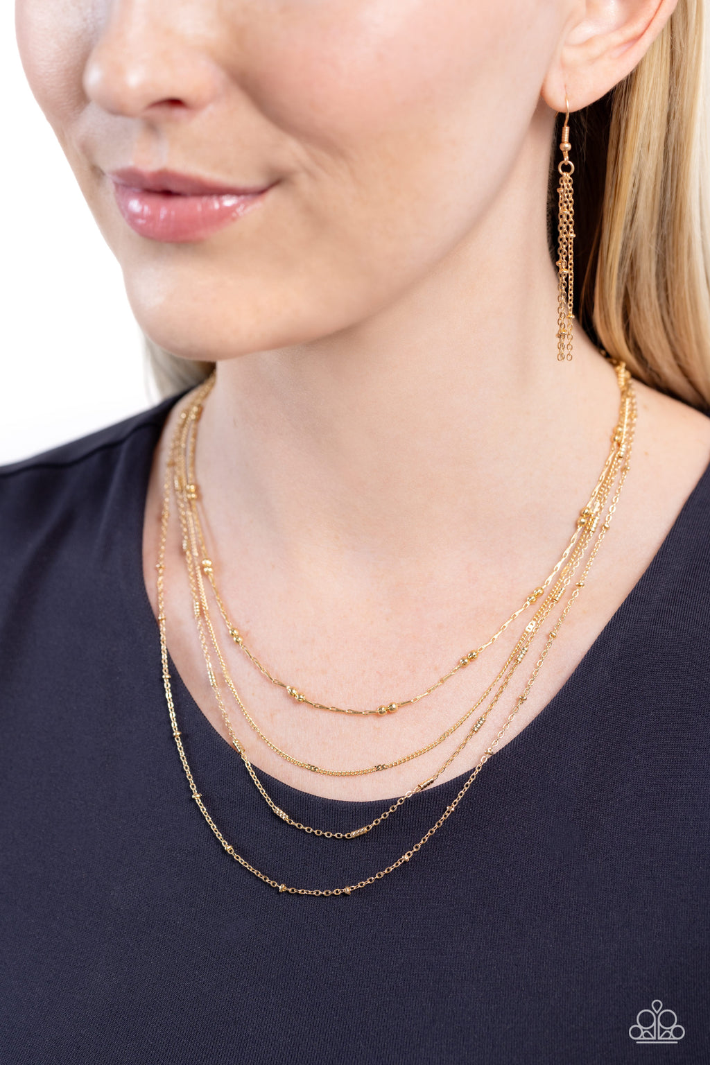 Studded Shimmer - Gold Necklace - Paparazzi Accessories