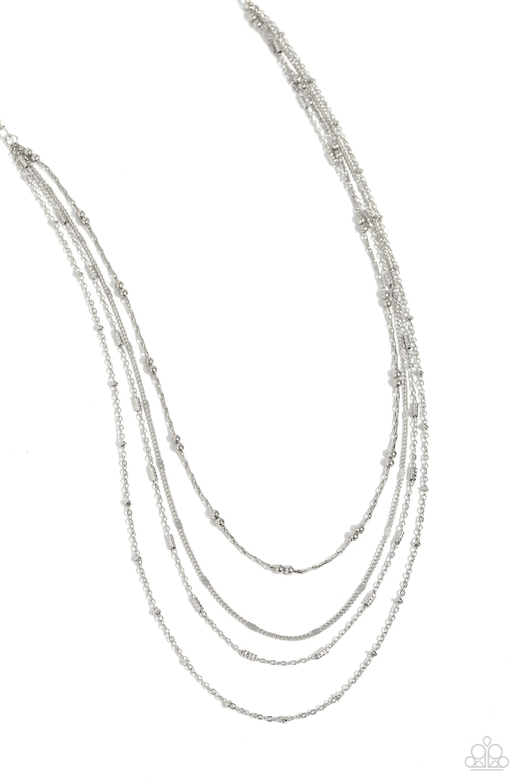five-dollar-jewelry-studded-shimmer-silver-necklace-paparazzi-accessories