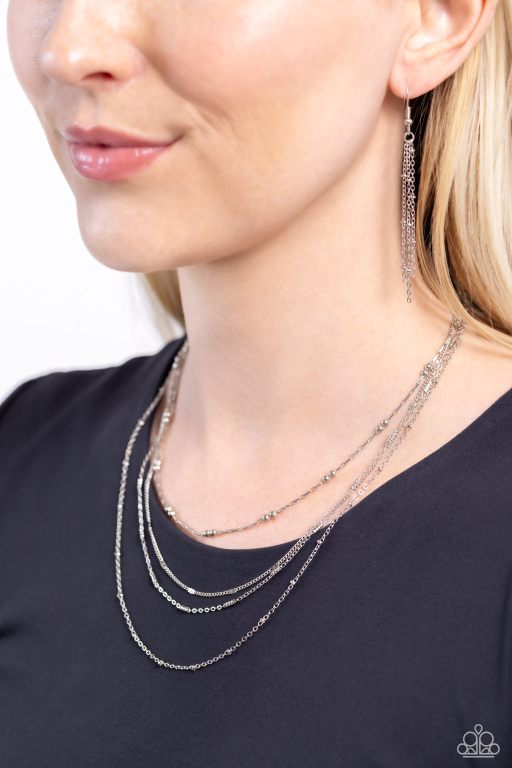 Studded Shimmer - Silver Necklace - Paparazzi Accessories