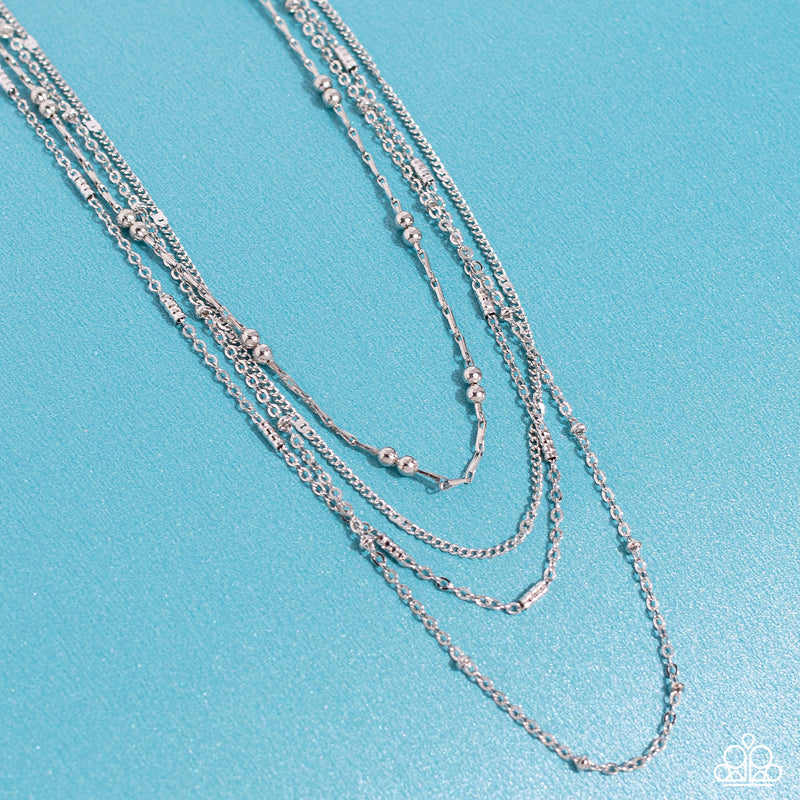 Studded Shimmer - Silver Necklace - Paparazzi Accessories