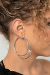 Theater HOOP - White Earrings - Paparazzi Accessories