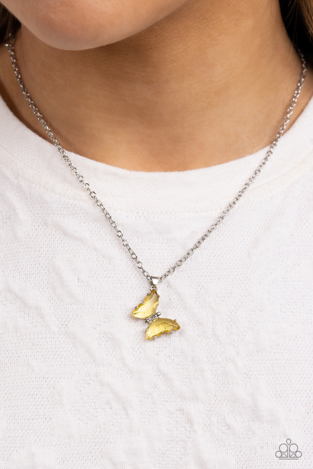 Butterfly Lullaby - Yellow Necklace - Paparazzi Accessories