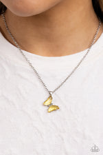 Butterfly Lullaby - Yellow Necklace - Paparazzi Accessories