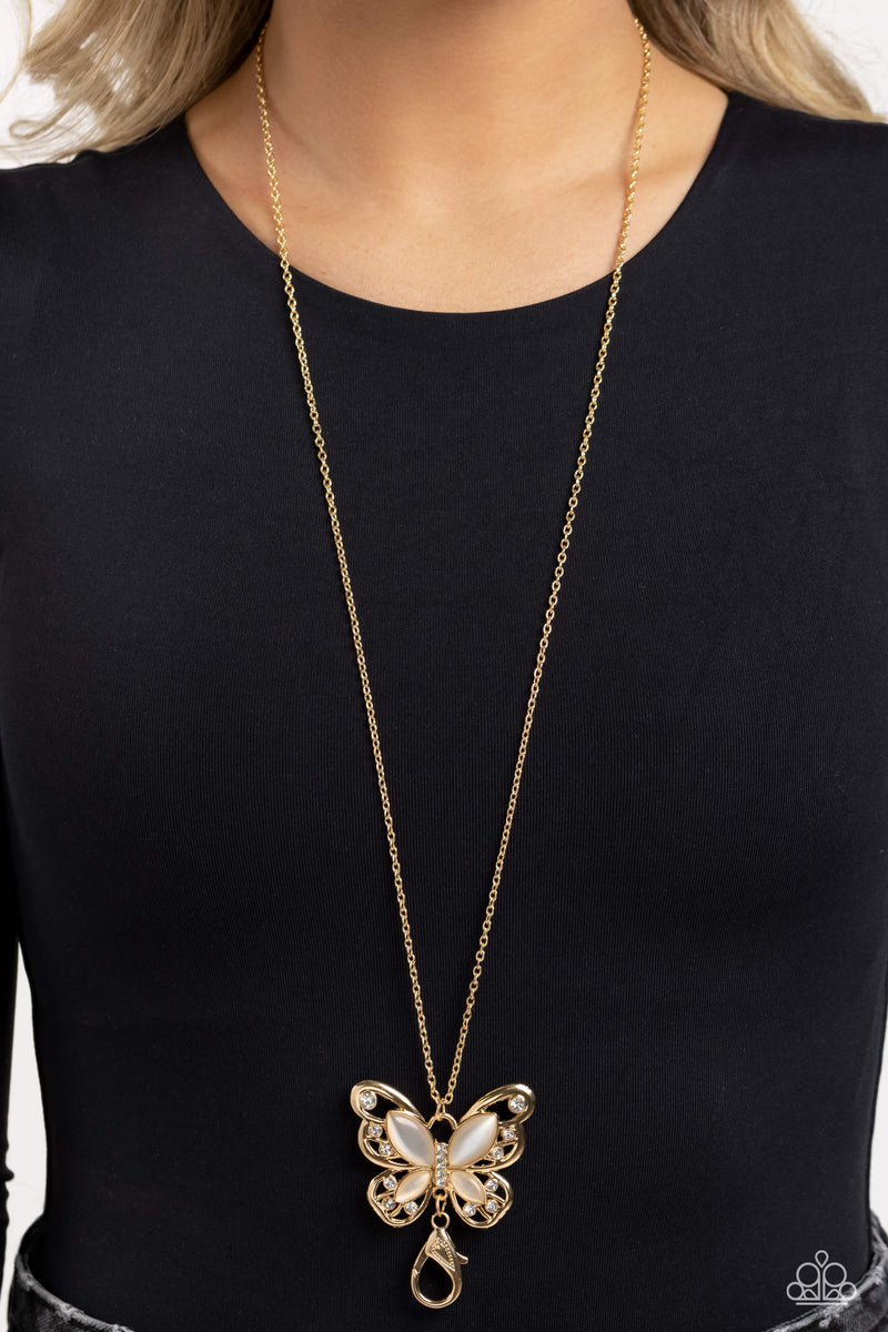 Wings Of Whimsy - Gold Lanyard - Paparazzi Accessories