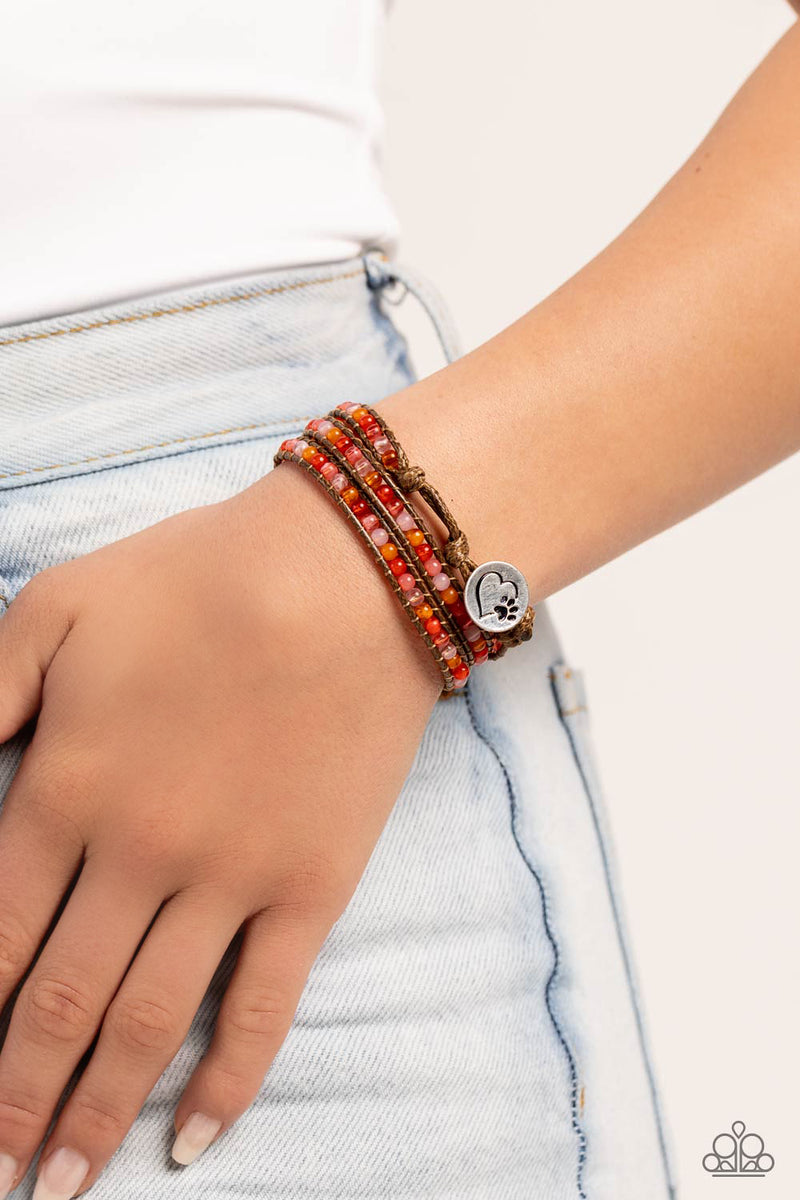 PAW-sitive Thinking - Orange Bracelet - Paparazzi Accessories