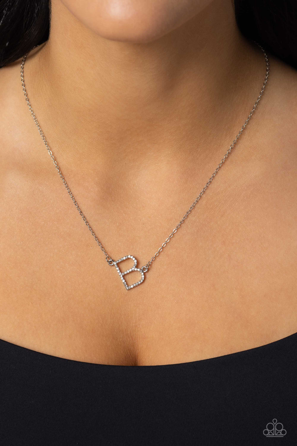 INITIALLY Yours - B - White Necklace - Paparazzi Accessories