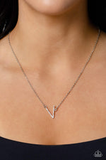 INITIALLY Yours - V - White Necklace - Paparazzi Accessories